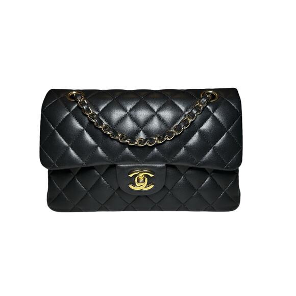 Chanel 11.22 Classic Double Flap Black Lambskin Matelasse Gold Hardware Bag - Picture 1 of 14